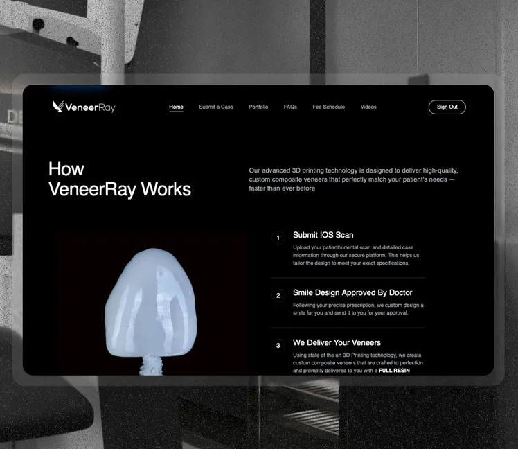 VeneerRay marketing website designed by TarunSoft